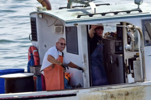 Steve Hope, Harbormaster in New Harbor, ME on his lobster boat